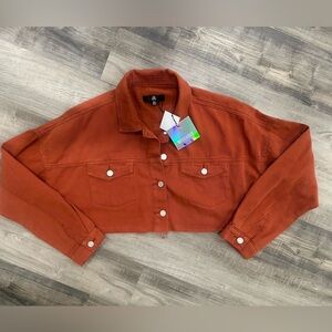 Missguided Regular Fit Raw Hem Demin Jacket - Rust